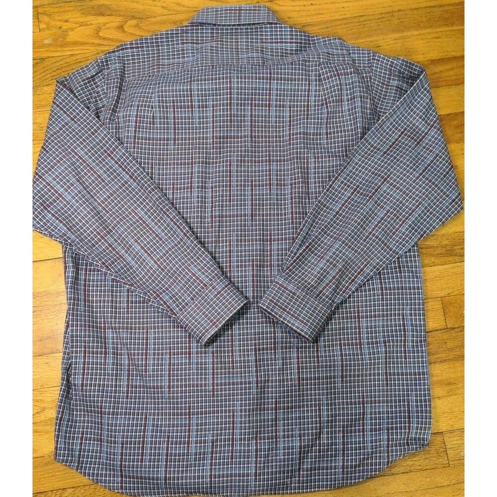 BORN Handcrafted Clothing Button Down Shirt Men's XL Purple Blue Plaid L/S - Picture 7 of 8